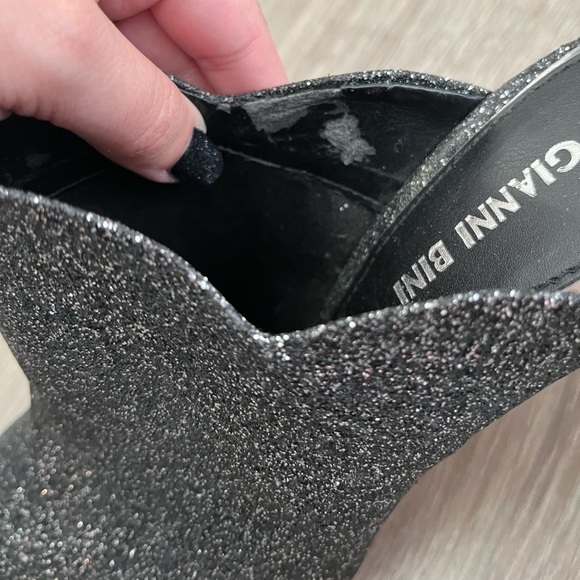 Gianni Bini Agnissa Black Glitter Scalloped Closed Toe Mule Heels Size 9.5 - Picture 9 of 10